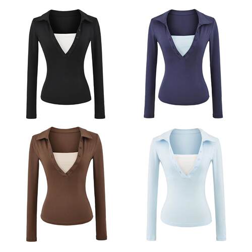 Deep V-neck knitted long sleeved slimming top for women's