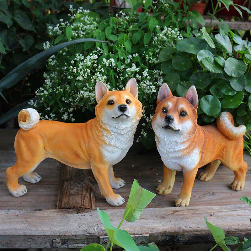 宠物狗柴犬模型秋田犬摆庭院花园客厅家居饰1856-186动物雕塑装萌