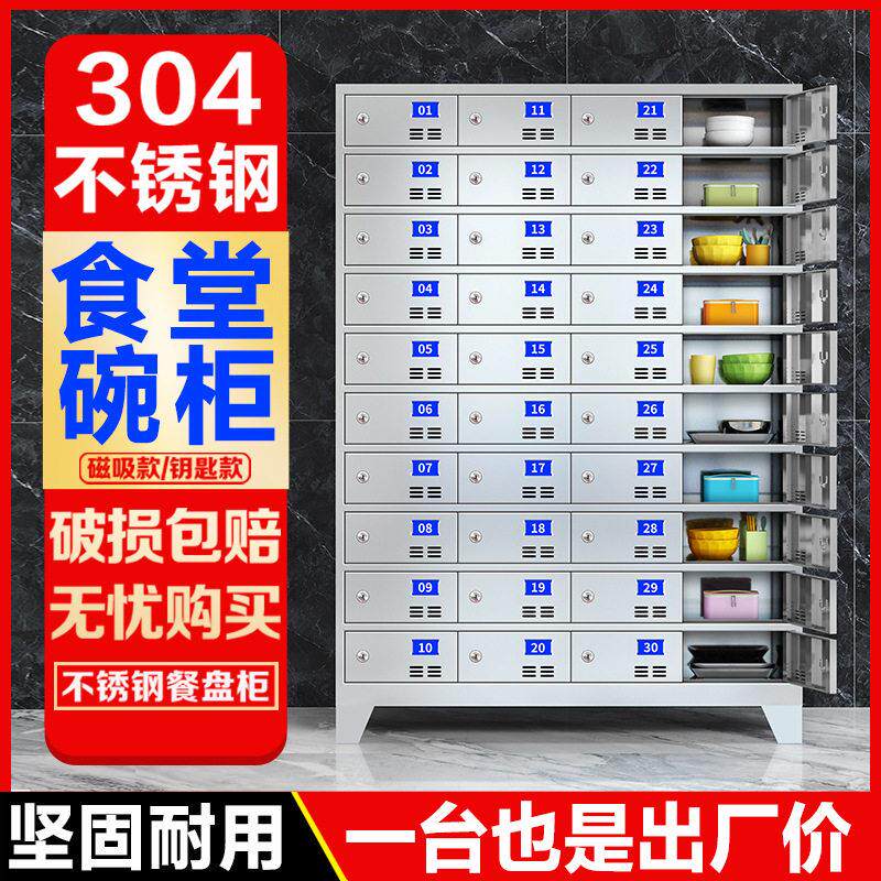 不锈钢食堂碗柜学校多门餐具柜医院餐厅员工餐盘柜储物柜防火柜
