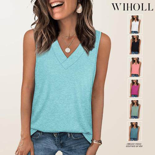 Tank Top Women Casual Soft Loose Spring Summer V Neck