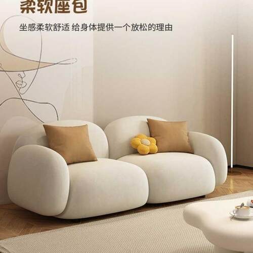 科技布家用小户型沙发卧室客厅现代网红奶油风双人接待布艺小沙发