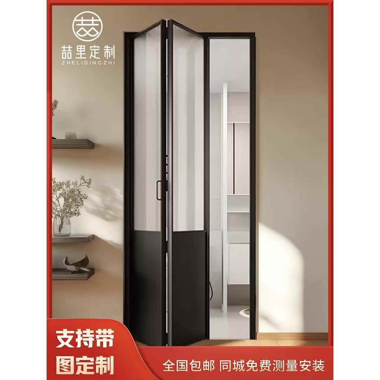 法式覆古玻璃门中古折叠门推拉门pd门厨房卫生间门定制浴室隔断门
