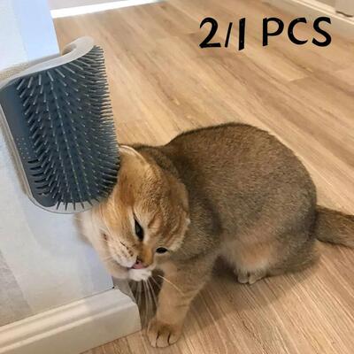 2/1PCS Pet Brush Comb Play Cat Toy Softer Cat Self Groomer M