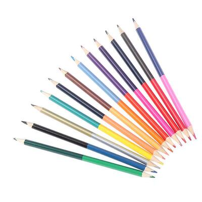12Pcs Double-headed Color Lead Pencil 24Colors Wood Colored