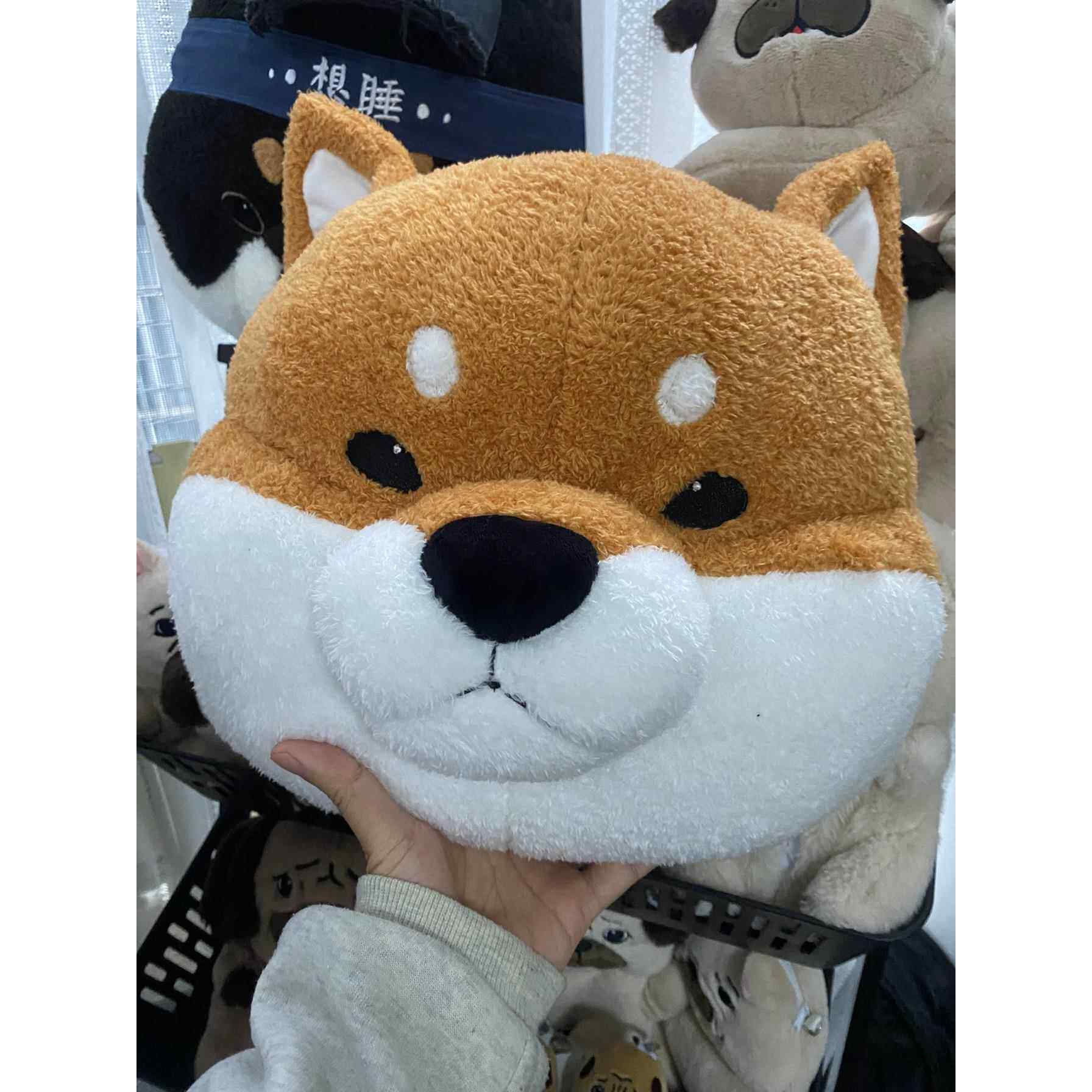 高档语头原创武士柴抱犬黑柴头巾玩偶抱枕罐日系家居摆件宠想抱物