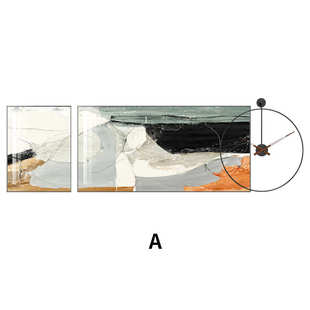 铁晶样板房客厅瓷沙发背景组合简约挂钟装饰画挂画壁画墙艺现代