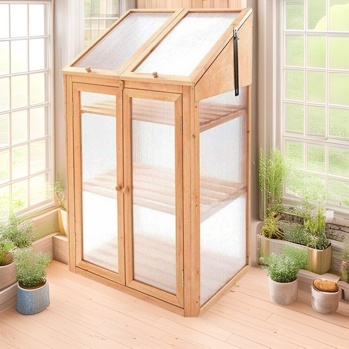 亚马逊暖房木制花园温室小日光房