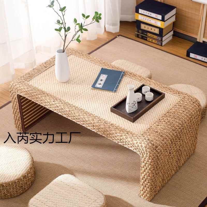 藤编榻榻米桌子小茶几日式矮桌子炕桌家用飘窗桌阳台小茶几国学桌