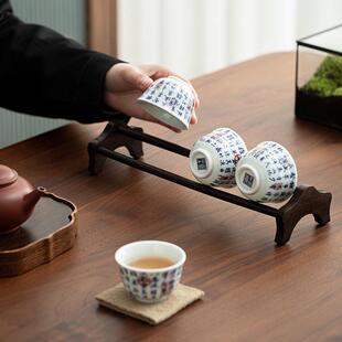 原木HTMBJ茶沥杯凉架家用收纳水茶杯置架子杯架功夫茶道零物配