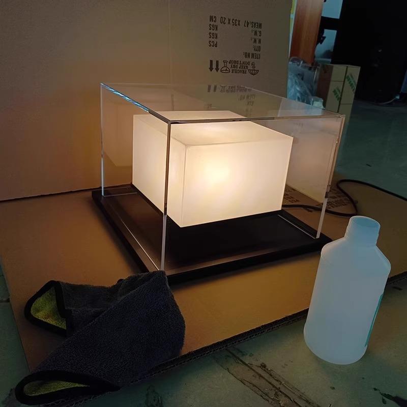 新大堂方形玻璃装饰休息区前台灯户外仿云石柱子装饰高档灯具