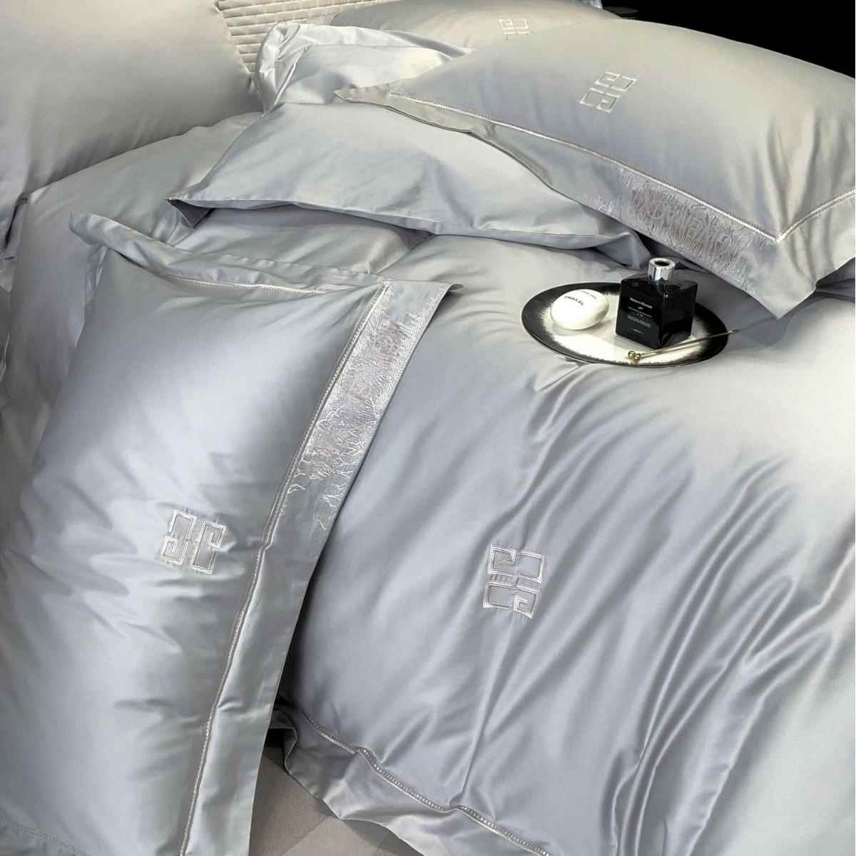 高简约1绣长端绒棉四DLI件套男士纯色亲肤全刺棉被套床单1.5m.8m