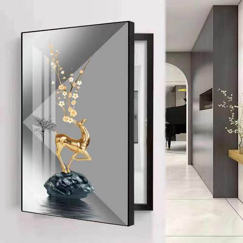 溥畔年 竖款免打孔电表箱装饰画 画现代简约遮挡配电箱总开 关电
