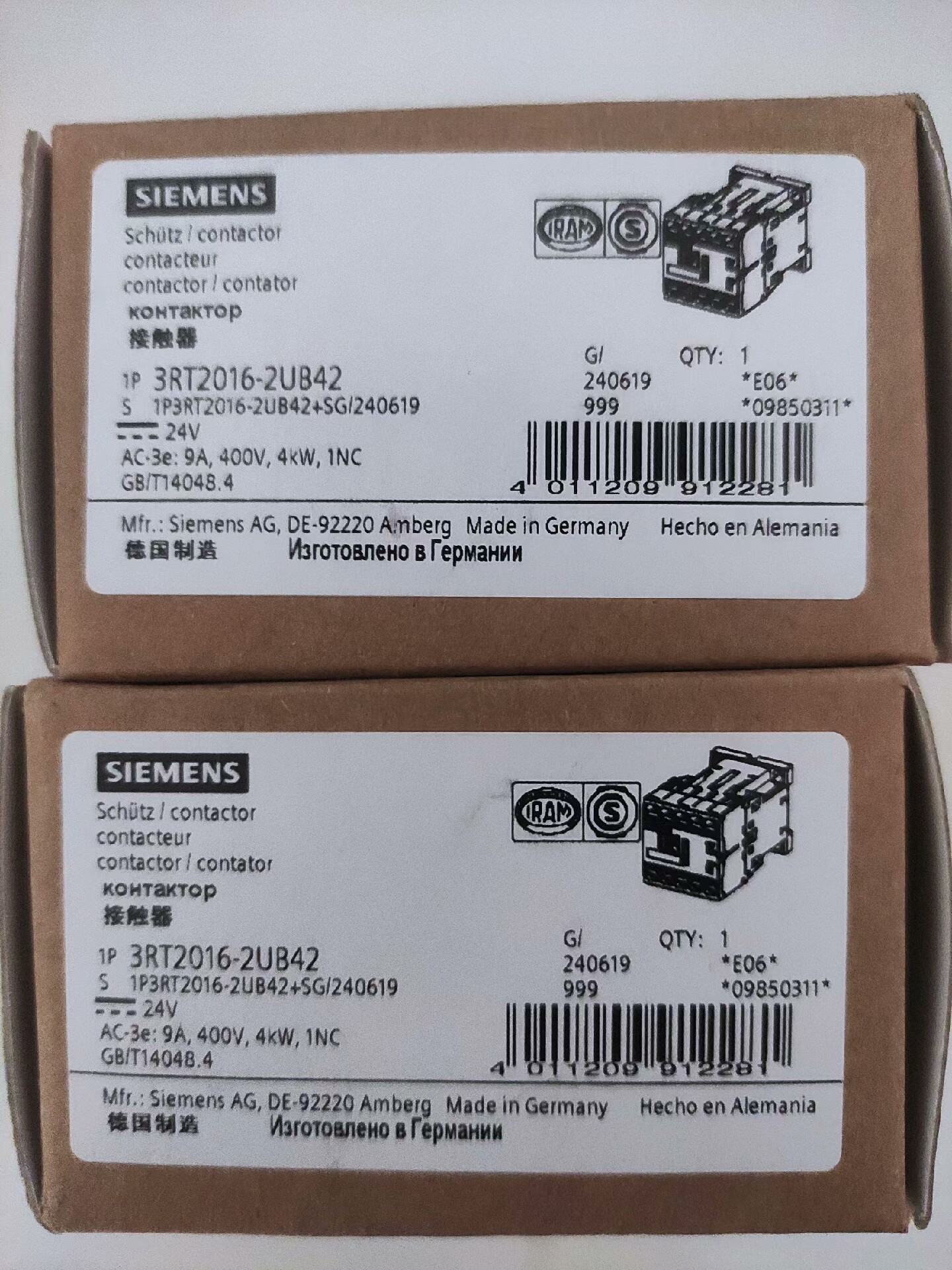 西门子3RT2016-2UB42，全新原装现货2个。