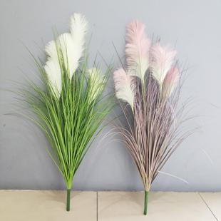 仿真芦苇单支大丛芦苇花加密5头彩色芦苇草装 饰造景仿真把束芦苇