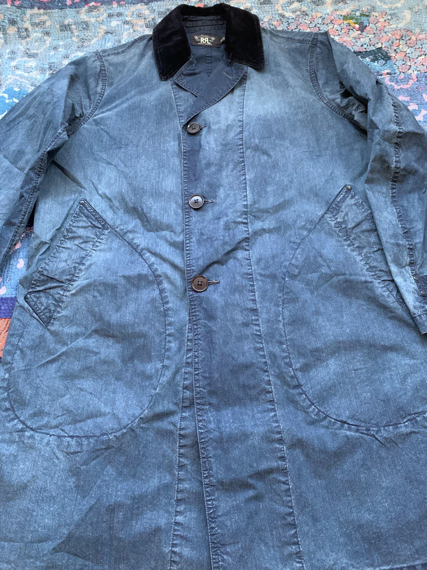 RRL Distressed Corduroy Collar Trench Coat — detail