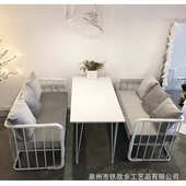 北欧西餐厅单双组合休闲布艺沙发简约沙发奶人沙发卡座懒人位茶店