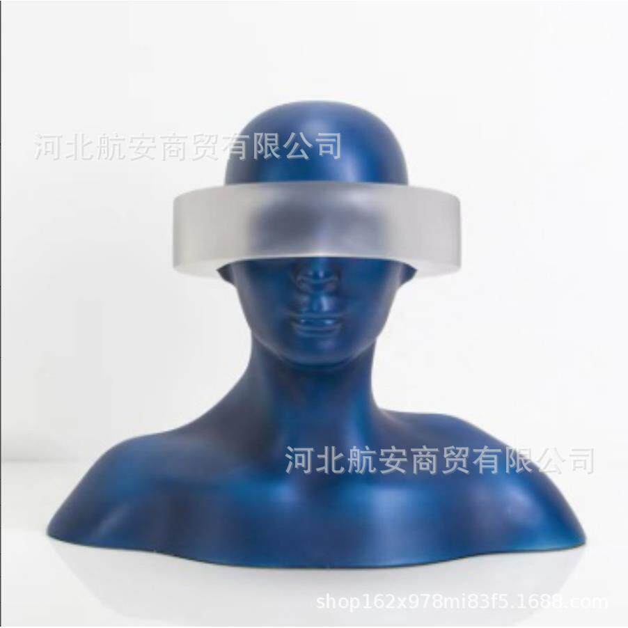 现代简约创意蓝色树脂人摆件样板房售楼处桌面软装饰品雕塑工艺品