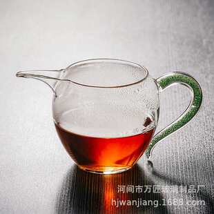 杯玻璃杯把鹰嘴烫手公道功夫茶海把玻璃日式手工耐热不公彩带杯茶