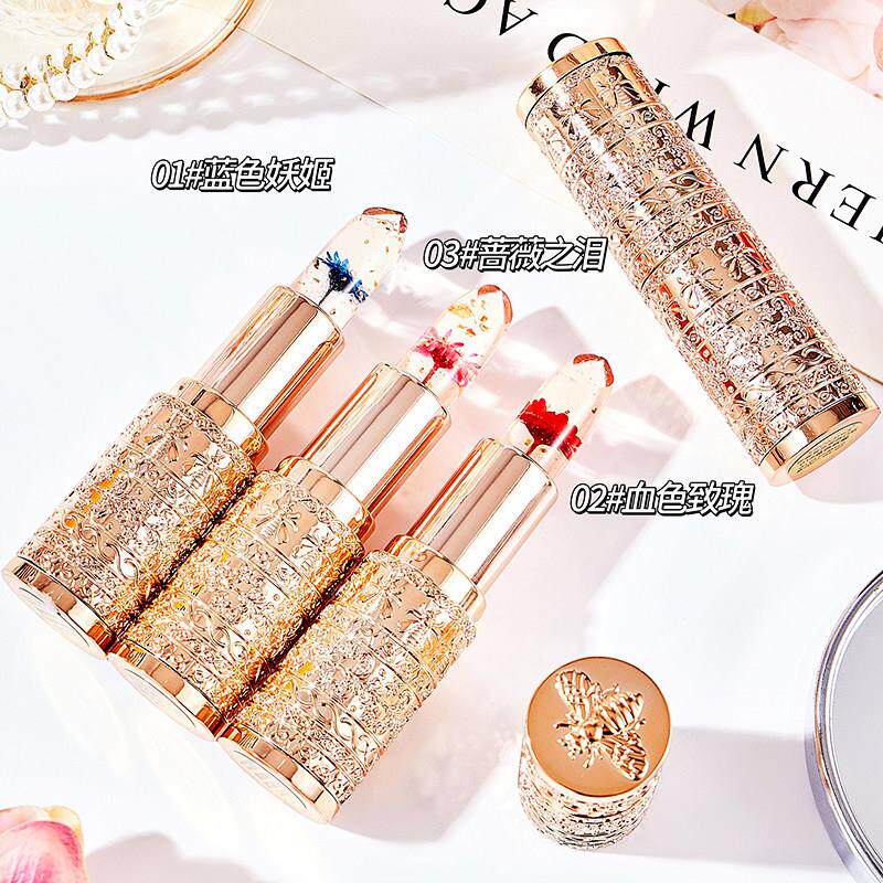 花瓣果冻口红女温感变色鲜花润唇膏保湿滋润不易沾杯持久孕妇可用