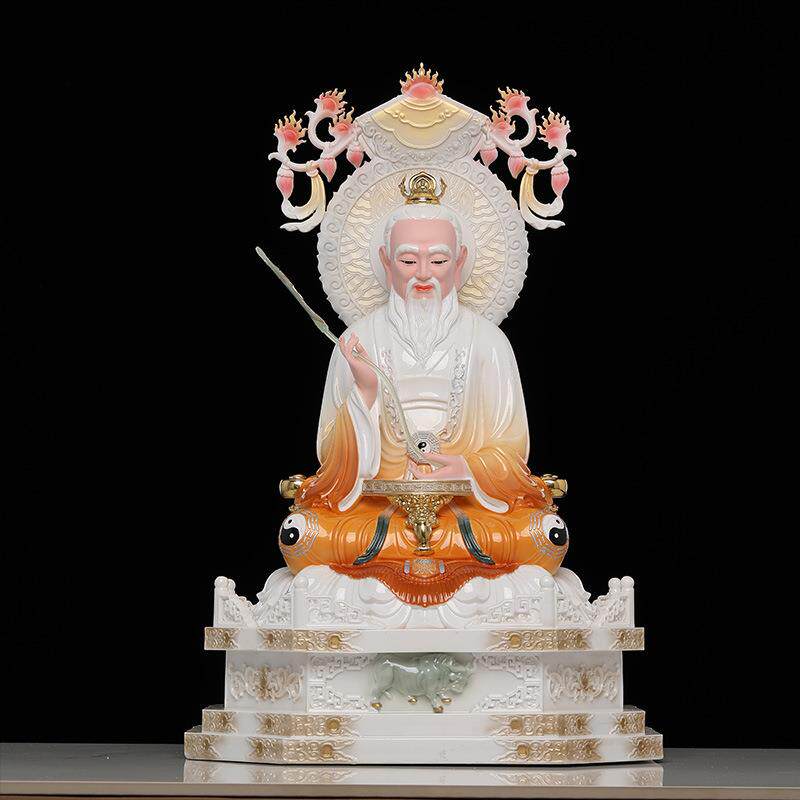 汉白玉太上老君神像三清道祖道德灵宝元始天尊家居家用供奉摆件