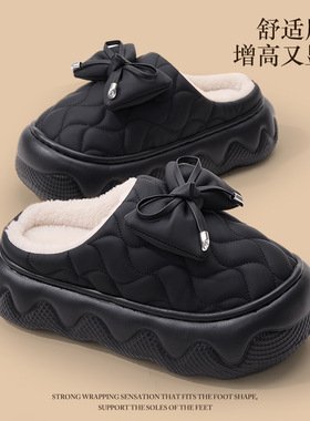 防水增高2025女冬季新款棉拖鞋羽绒厚底棉鞋室内居家外穿轻便棉鞋