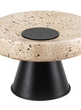 轻奢高脚圆形水果盘烛台组合摆件酒店民宿设计师仿黄洞石搭配饰品