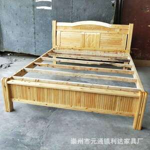 家用卧室双人实木床四川简易柏木大床 1.5米 1.8米木质雕花床