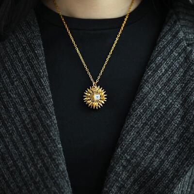 You are my sunshine open locket sunflower necklace boho jewe