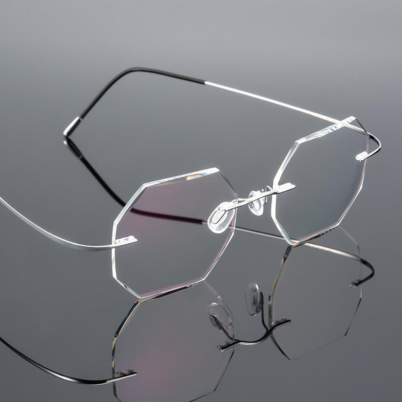 正品度纯钛覆古无眼镜视近女数超轻薄无框边大框防蓝光辐射切边眼