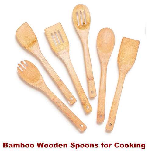 Bamboo Wooden Spoons Spatula Cooking Utensils Set Holder
