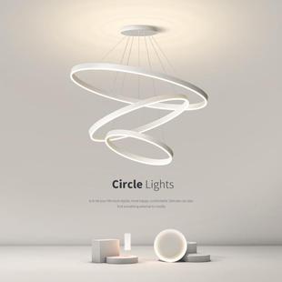 极简客厅主灯现代简约大气奶油风圆圈客厅吊灯餐厅吧台吊灯