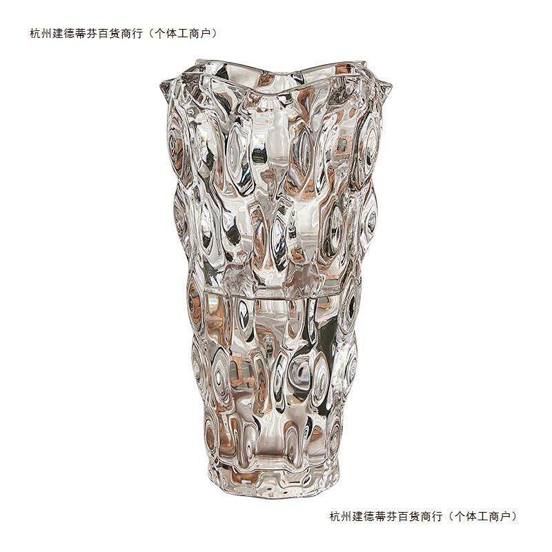 轻奢玫瑰百合鲜花插花水养培摆件客厅餐桌装饰感水晶玻璃包邮
