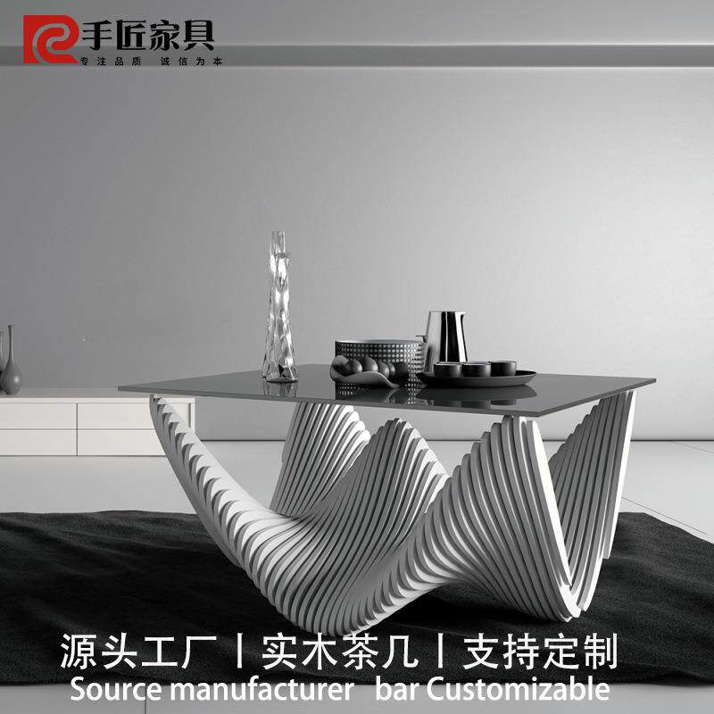 实木切片茶几定制设计师家具别墅客厅写字楼酒店异形边几原木桌子