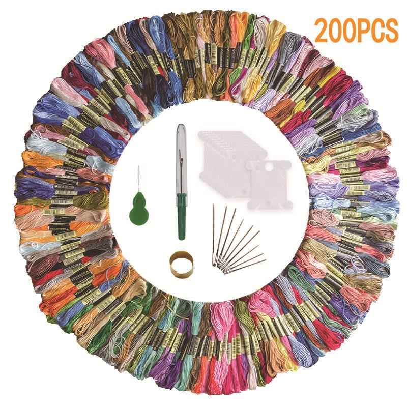 十字绣线50色100色刺绣线8米/支DIY送绕线板绣针穿针器手工刺绣