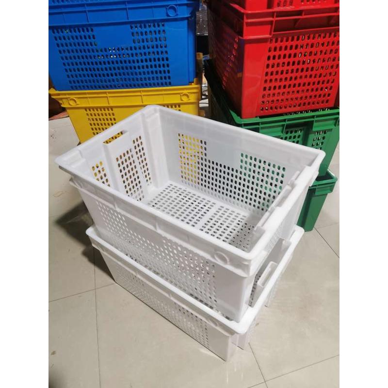 周转筐塑料特厚特大号水果蔬菜漏水篮长方形商用大筐子错位收纳篮