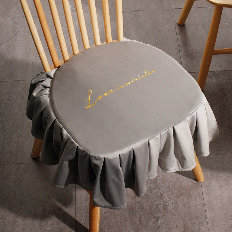 MZao欧式防滑布艺餐椅垫四季通用绑带垫子家用加厚坐垫荷叶边精品