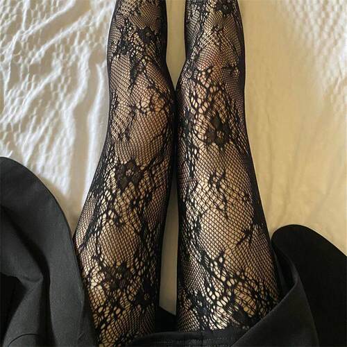 Women Rattan Sexy Stockings Club Party Anti-Snagging Flowers
