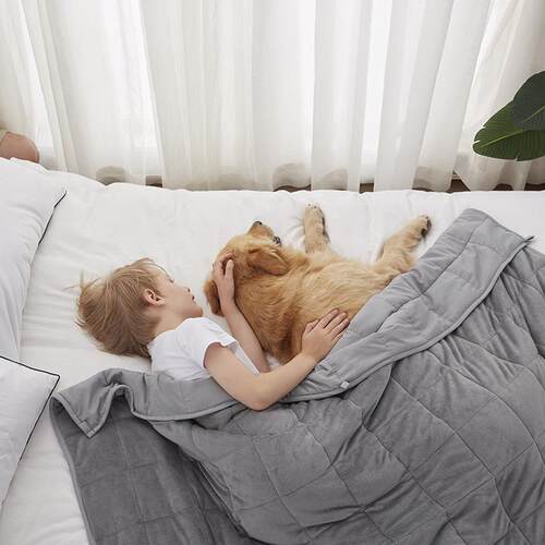 出口重力毯超柔磨毛布拼接玻璃珠填充重力被weighted blanket