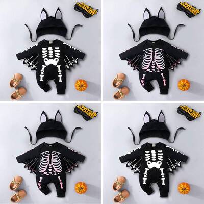 Halloween Baby Long Sleeve Bat Sleeve Romper