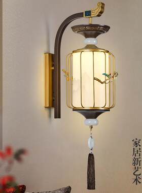新中式鸟笼壁灯客厅电视背景墙灯中国风覆古酒店过道书房壁灯禅意