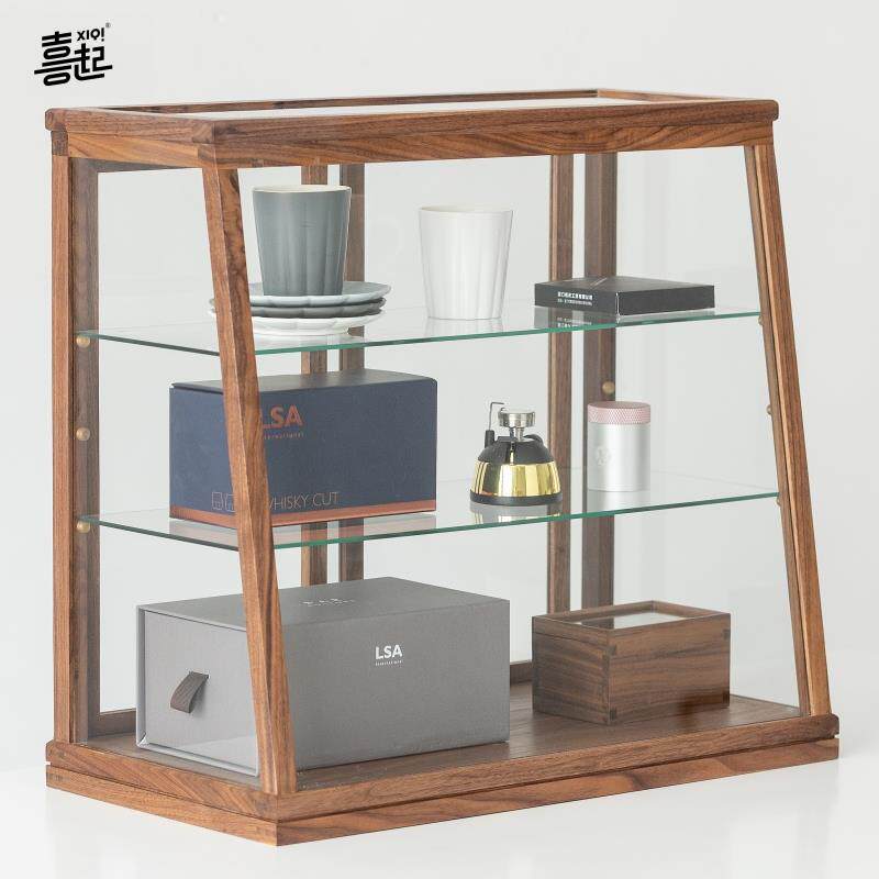 cs实木透明防尘玻璃柜吧台桌面样品饰品架烘焙面包展示商用陈列
