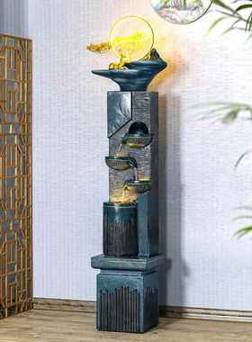 流水生财摆件喷泉室内落地ZG-65440轻加奢景循环水现代简假山湿器