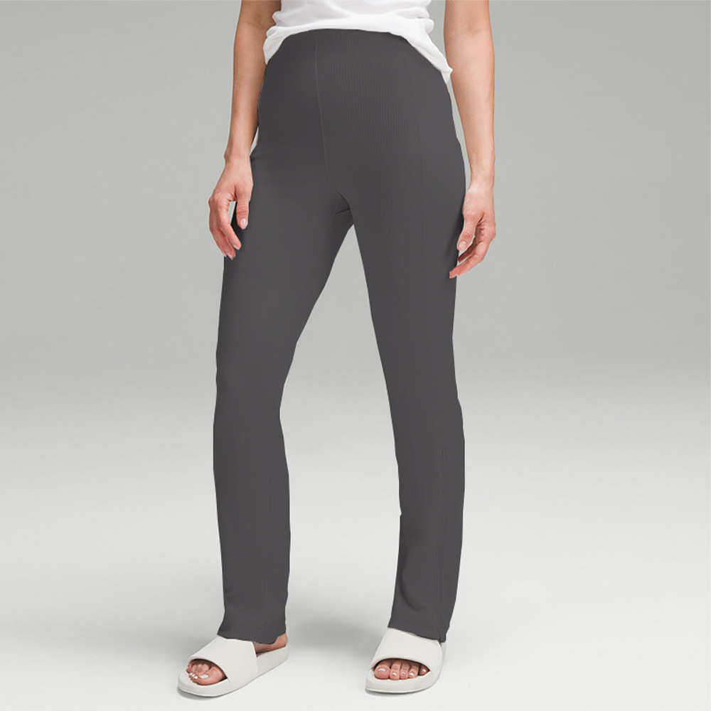 春夏lu高腰提臀运动速干休闲蜜桃裤脚拉链紧身微喇叭裤瑜伽长裤