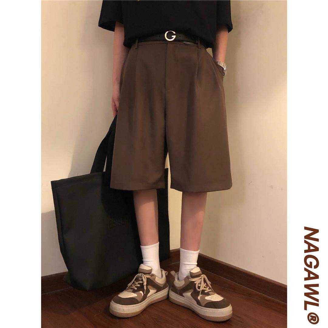 NAGAWL日系覆古宽松休闲 美式短裤西裤直筒学生五分裤五分裤男女