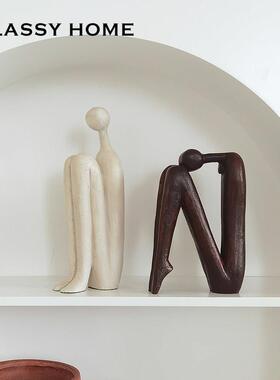侘寂风抽象艺术人物摆件 卡通火柴人现代简约书房民宿样板间礼品