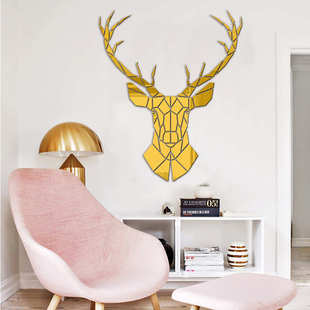 饰防水自粘 装 JM539 动物鹿镜面亚克力墙贴家居幼儿园儿童家装