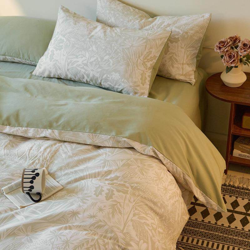 A类火山小磨毛活性印花四件套全棉不掉毛冬纯棉床单被套床笠床品