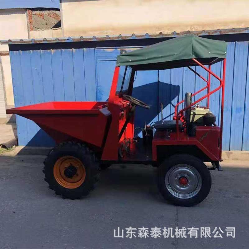 柴油四轮翻斗车建筑工地四轮蹦蹦车电启动液压前卸式翻斗车