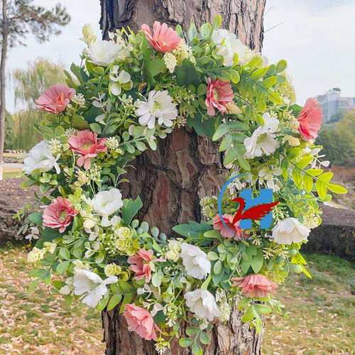 纵鸿跨境新款春季欧式仿真花环门挂情人节婚礼节日家居挂饰装饰品