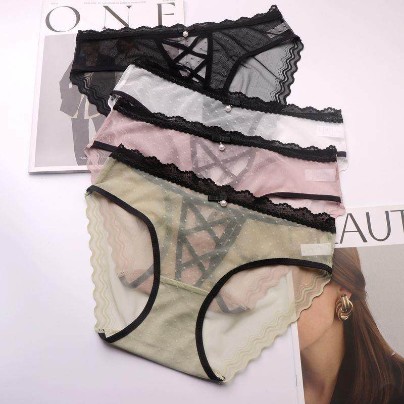 Spliced mesh panties for girls youthful hip-wrapped